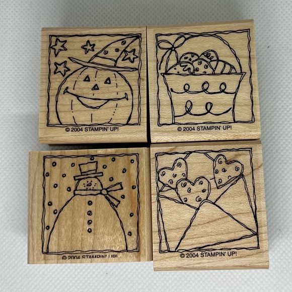 VTG Stampin Up! Festive Four Holiday Stamp Set - Picture 2 of 5